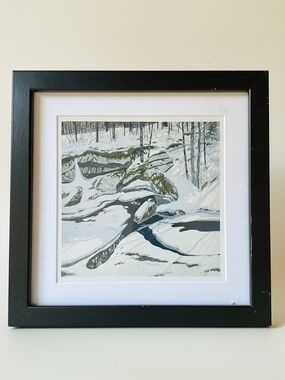 Limited edition Giclees print by American artist Neil Welliver, “ Thawed Ledge”